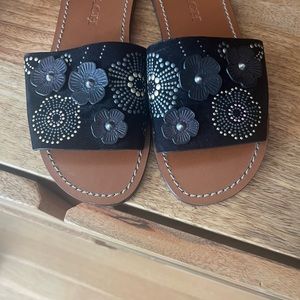 Coach suede flower appliqué slides. “Dinky” collection. Beautiful condition